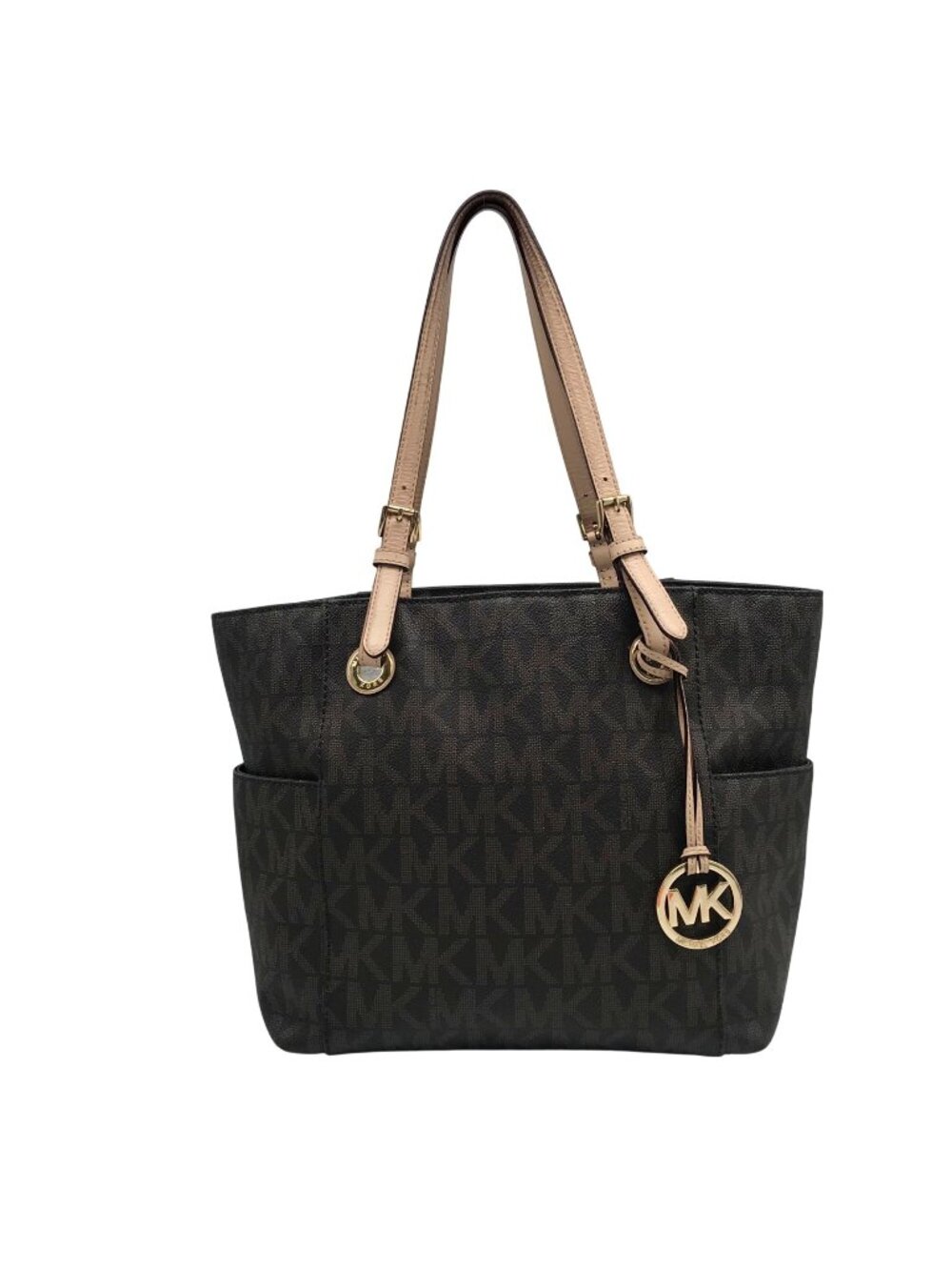 Michael Kors Brown Signature Coated Canvas Jet Set East West Tote Bag